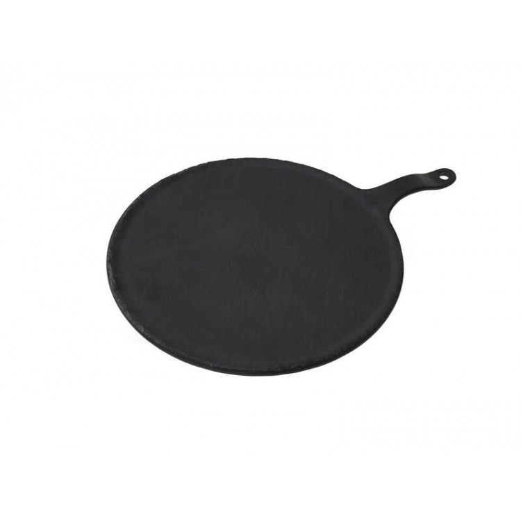 Black Melamine Round Paddle Serving Board with Handle 30cm Dia.