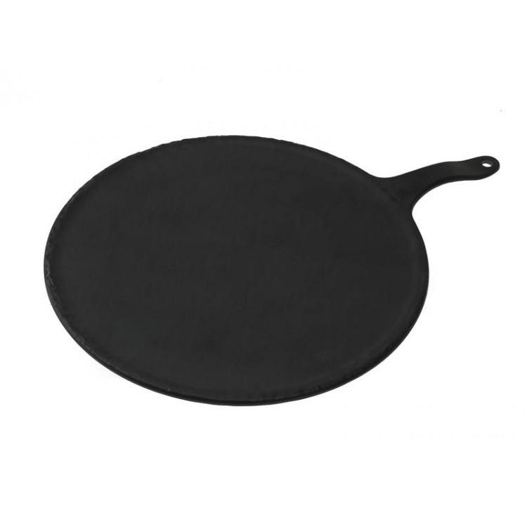Black Melamine Round Paddle Serving Board with Handle 36cm Dia.