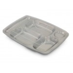 Steel Food Tray Platter 5 Sections w/ Plastic Lid
