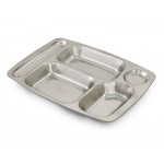 Steel Food Tray Platter 5 Sections w/ Plastic Lid