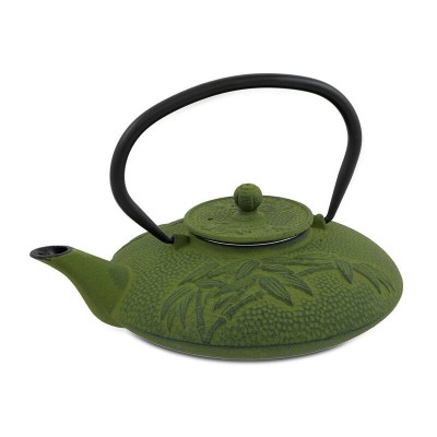 800ml Flat Cast Iron Teapot + Mesh Infuser - Green