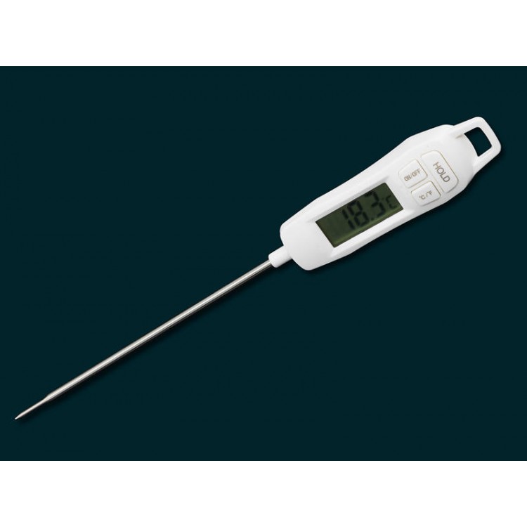 Digital Food Thermometer Pin Style White with Sheath and Clip