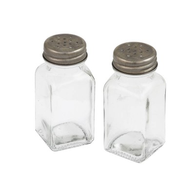 Salt & Pepper Shakers Glass with S/S Screw Tops