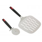2pce Pizza Tool Set - Pizza Paddle Peel + Cutter | Stainless Steel Pizza & BBQ