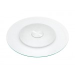 58cm Glass Lazy Susan with Silver Turntable Base - Rotating Food Tray