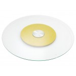 68cm Glass Lazy Susan with Gold Turntable Base - Rotating Food Tray