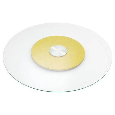 68cm Glass Lazy Susan with Gold Turntable Base - Rotating Food Tray