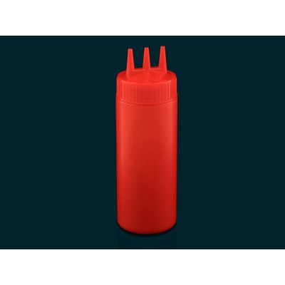 350ml Squeeze Bottle Triple Nozzle Sauce Dispenser - RED