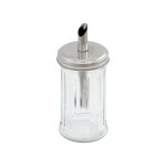 Sugar or Spice Dispenser - Retro Style, Clear Ribbed Glass Jar with Lid