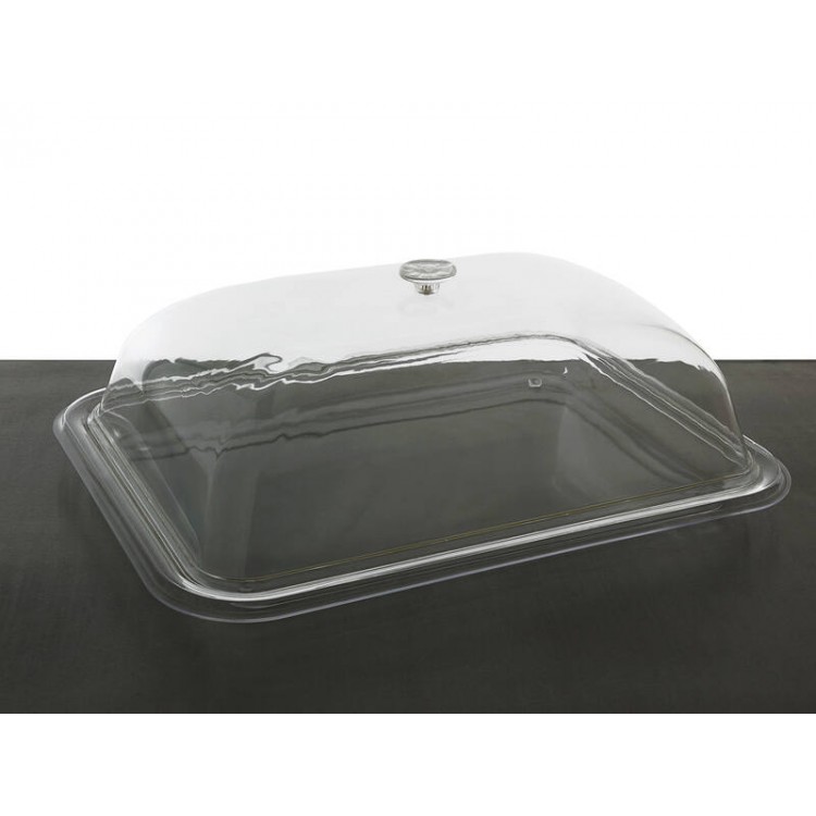 Large Serving Tray with Domed Food Cover Lid - Polycarbonate 56x41cm