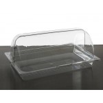 1/1GN Serving Tray with Tall Hinged Lid Food Cover - Clear Polycarbonate
