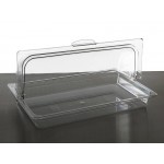 1/1GN Serving Tray with Tall Hinged Lid Food Cover - Clear Polycarbonate