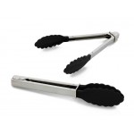 Stainless Steel Tongs with Rubber Grips Black