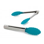 Stainless Steel Tongs with Rubber Grips Blue