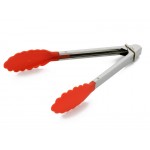 Stainless Steel Tongs with Rubber Grips Red