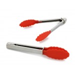 Stainless Steel Tongs with Rubber Grips Red