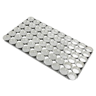 16" Pie Baking Tray - 60x Shallow Round 65x15mm - Self Cutting Stainless Steel