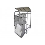 90L Mobile Laundry Sorter with 3 Baskets & Ironing Board