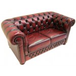 Leather Chesterfield 3pc Lounge Suite - Top Grain Leather 2 Sofa Couches + Chair