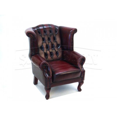Leather Chesterfield Wingback Armchair, Top Grain Leather Lounge Chair Furniture