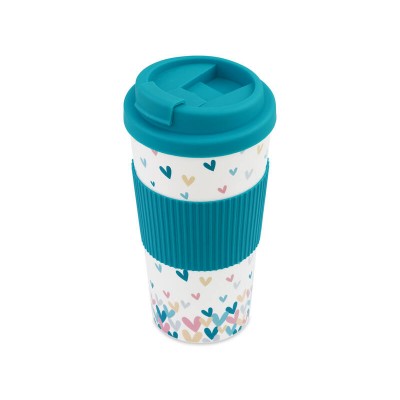 450ml Travel Coffee Cup - Double Wall, Lock Lid & TPR Grip - Green