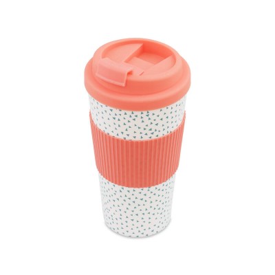 450ml Travel Coffee Cup - Double Wall, Lock Lid & TPR Grip - Pink