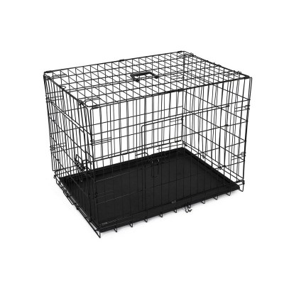 Folding Crate Pet Cage with Floor Tray Black 76cm x 52cm x 58cm