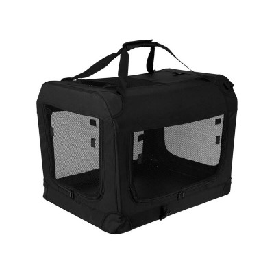 Foldable Pet Carrier - Portable Pets Crate Black L - 700mmL x 530mmW x 520mm