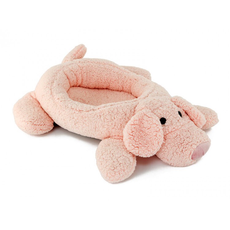 Fluffy Dog Shaped Pet Bed - Pink
