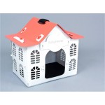 Pet House - White with Red Roof - Portable