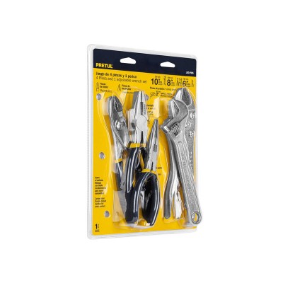 4 Pliers & 1 Adjustable Wrench Set - 5 Piece Tool Set