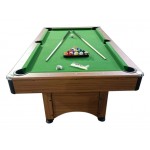 7ft Pool Table with Balls & Cues - Indoor Eight Ball Table - Wood / Green