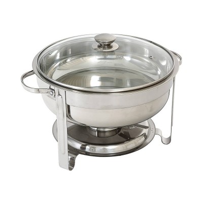 4L Chafing Dish Food Warmer + Glass Lid | Commercial Stainless Steel Bain Marie