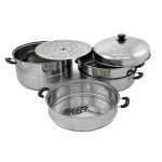 40cm Steamer Pot 3 Layer + Lid | Stainless Steel Commercial Kitchen Steamers