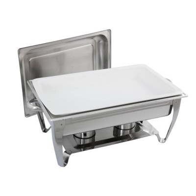 Chafing Dish Warmer Bain Marie + Ceramic Pan - GN1/1 Stainless Steel Chafer Set