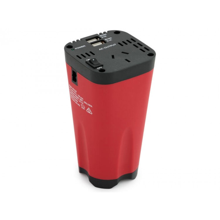 150W Cup-Holder Power Inverter with Dual USB Charging | 240V Modified Sine Wave