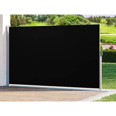 3m Outdoor Retractable Side Screen for Decks & Patios - Black - 300cm x 180cm