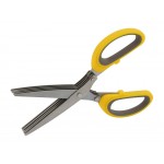 5 Blade Herb Scissors Plastic Handle Protective Cover Yellow and Grey