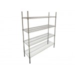 4 Tier Wire Shelving Rack 1.2m, Zinc Epoxy Coated Steel Shelves Commercial Shelf
