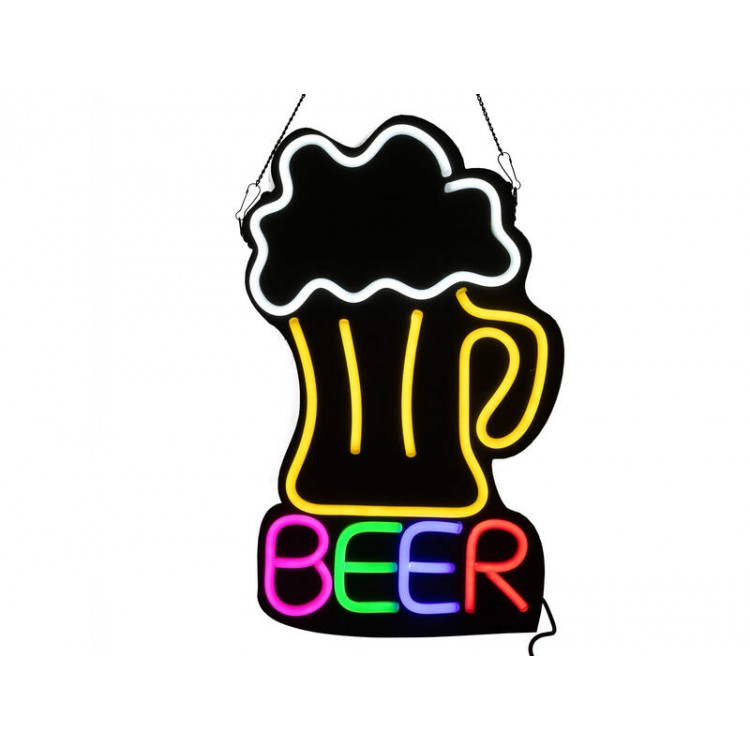 LED Neon BEER with GLASS Graphic Sign - Shop Signs - 32.5x53cm