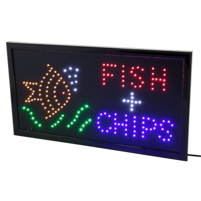 LED Sign FISH & CHIPS - 60x33CM LARGE *RRP $71.50