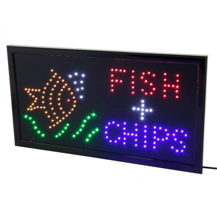 LED Sign FISH & CHIPS - 60x33CM LARGE