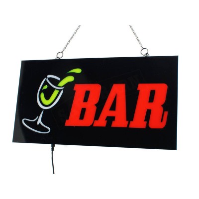 LED Light Signs Signage Wine Glass - BAR - 43x23CM