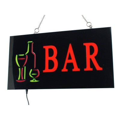 LED Light Signs Signage Wine Glass and Bottle - BAR - 43x23CM *RRP $71.50