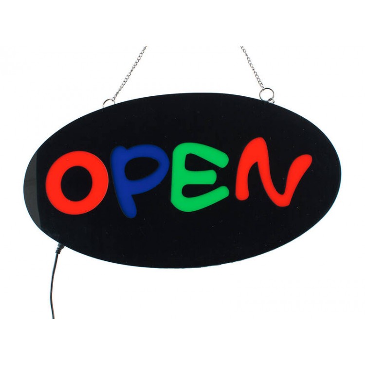 LED Light Oval Signs Signage - OPEN - 43x23CM