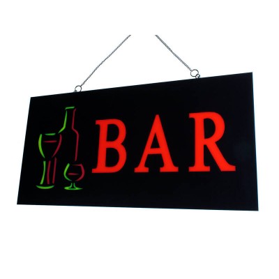 LED Light Signs Signage Wine Glass and Bottle - BAR 60cm x 30cm *RRP $82.50