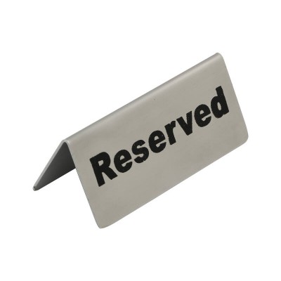 'Reserved' - Double Sided Restaurant Table Reservation Sign - Stainless Steel