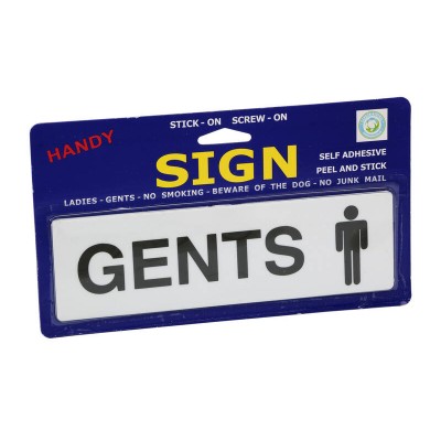 Gents - Handy Toilet Door Sign - Self Adhesive - 20cm x 6cm