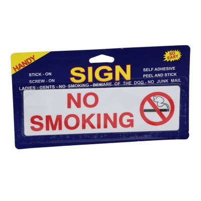 No Smoking - Handy Sign - Self Adhesive - 20cm x 6cm