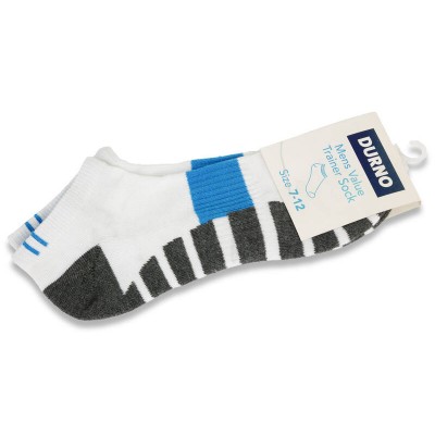 Sports Trainer Ankle Socks for Men - White, Blue & Grey - Pair Size 7 - 12
